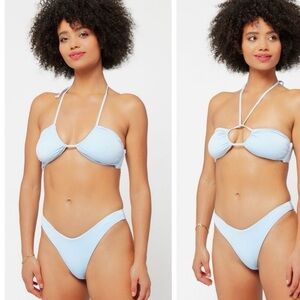 L*Space Bikini Blue Swimsuit Dawn Top
Cabana Bottom in Shimmer Sky